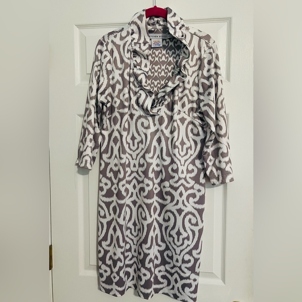 Gretchen Scott Ruffle neck collar dress